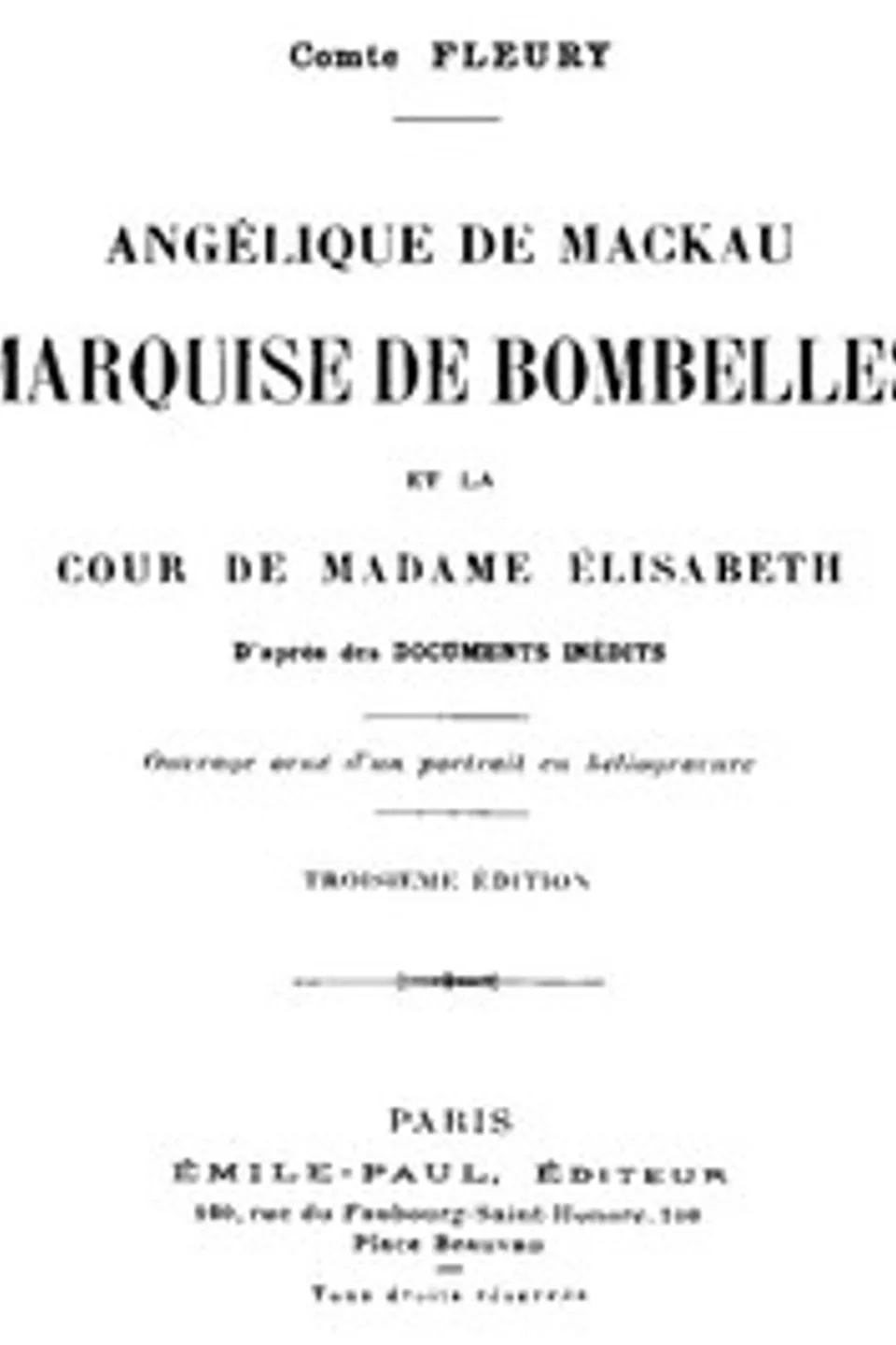 Angélique de Mackau, Marquise de Bombelles, et la Cour de Madame Élisabeth, Maurice Fleury