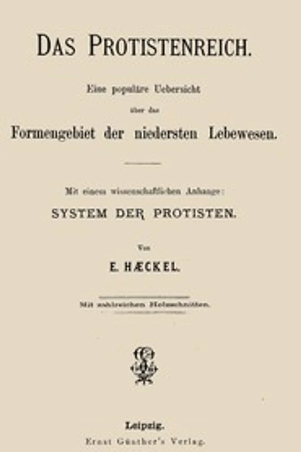 Das Protistenreich : $b eine populäre Uebersicht über das Formengebiet der niedersten Lebewesen; Mit einem wissenschaftlichen Anhange: System der Protisten, Ernst Haeckel