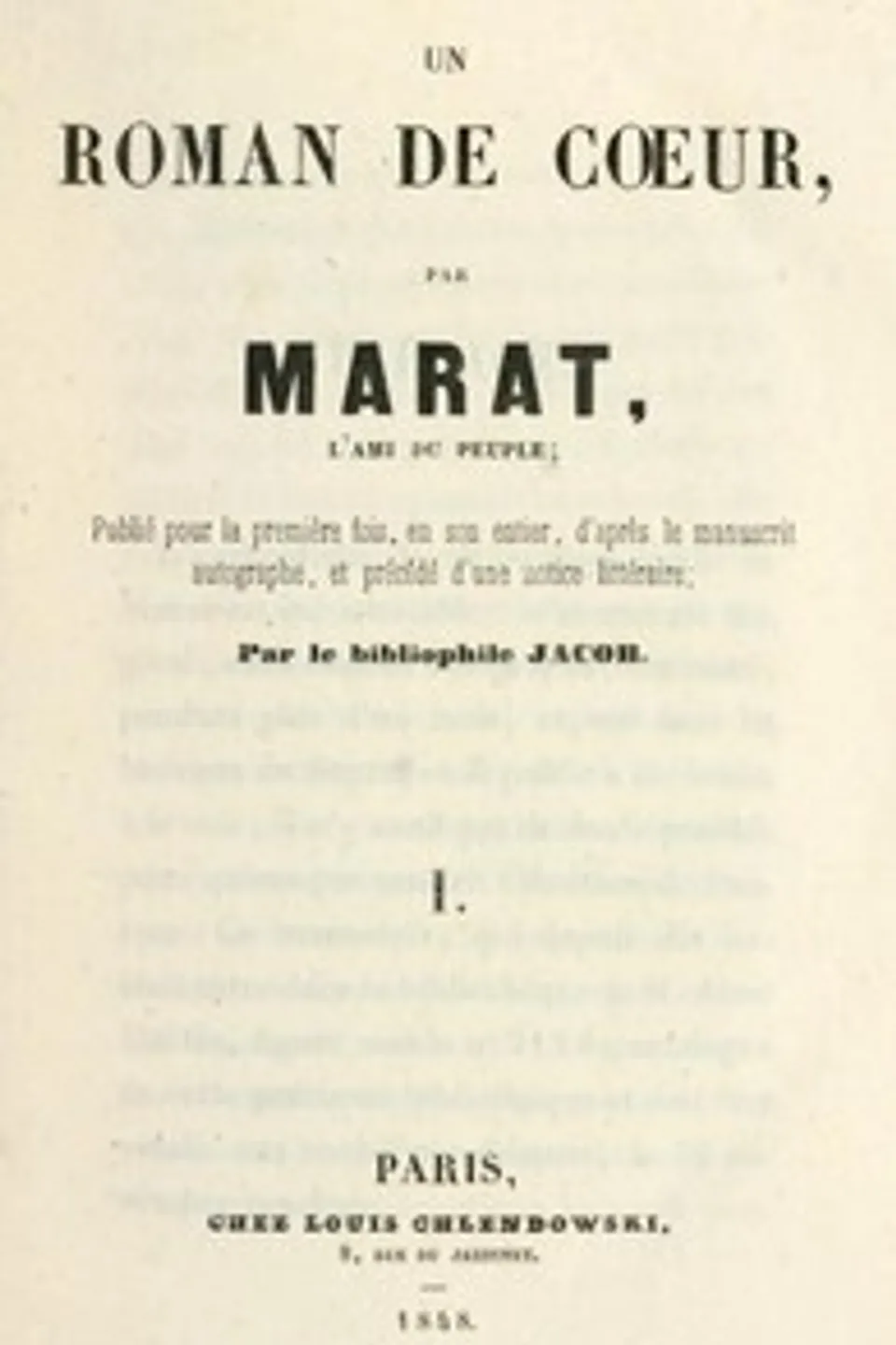 Les aventures du jeune Comte Potowski, Vol. 1 (of 2): Un roman de coeur par Marat, l'ami du peuple, Jean Paul Marat