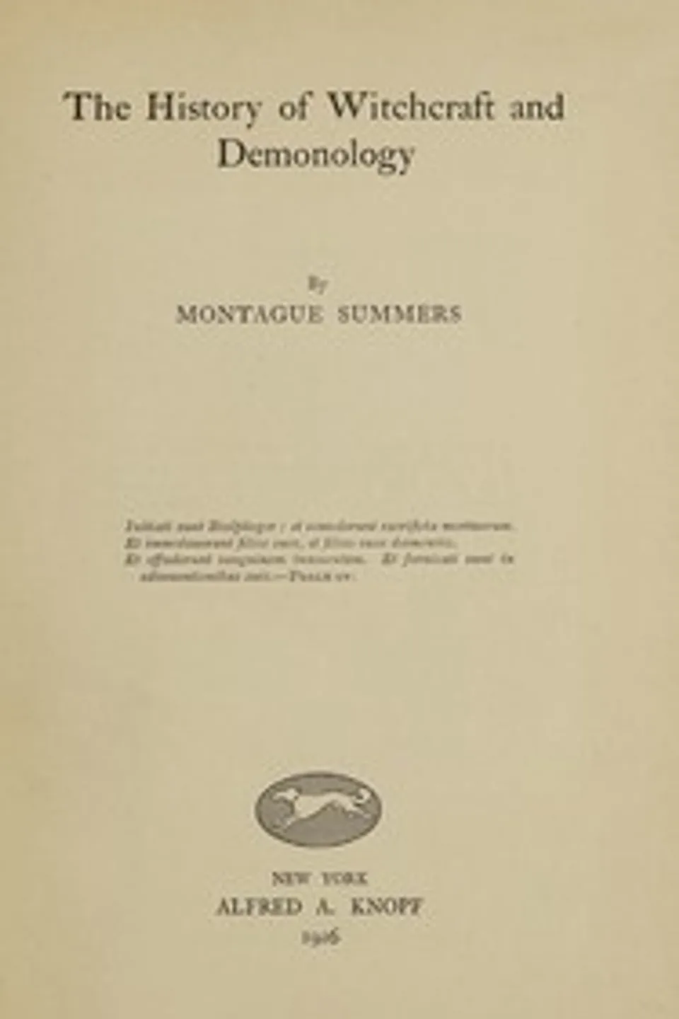 The history of witchcraft and demonology, Montague Summers
