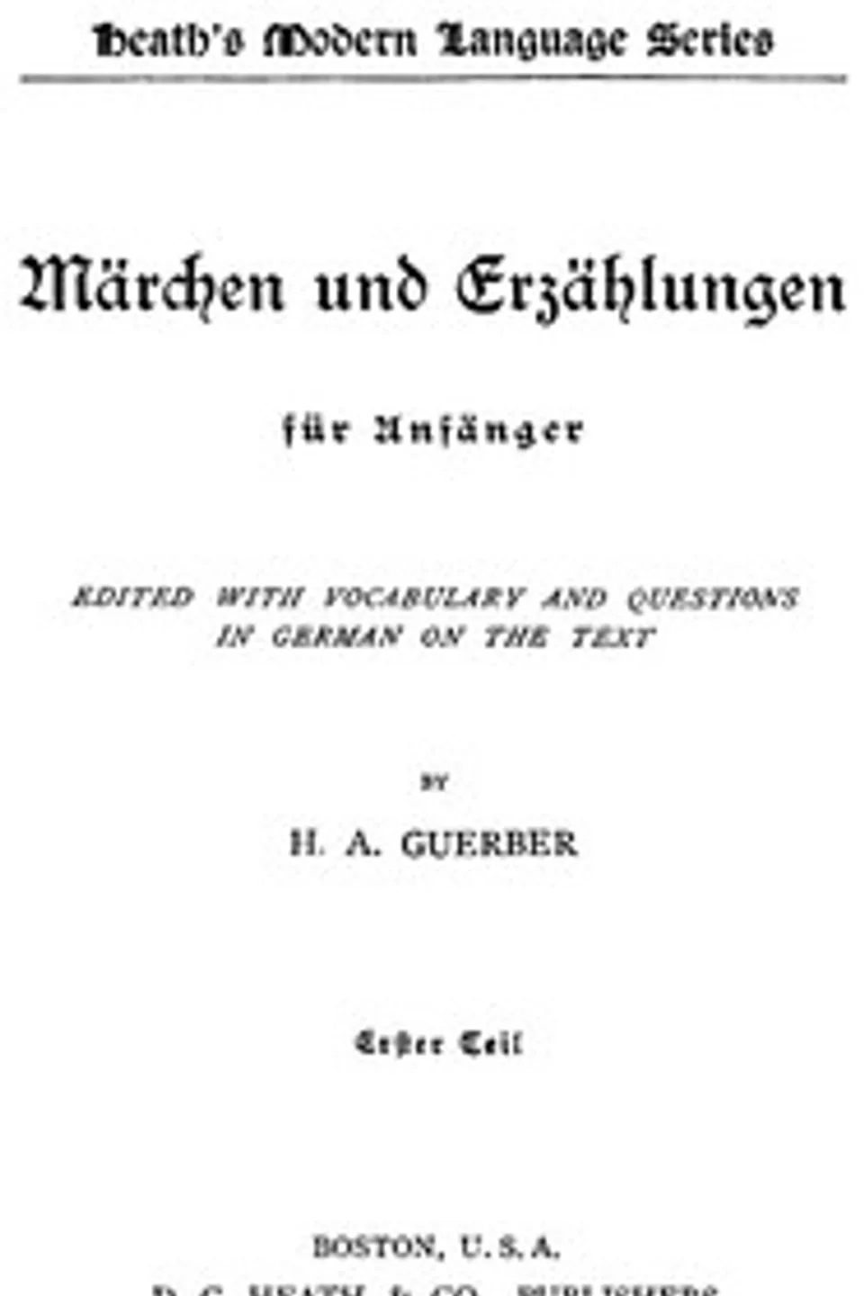 Märchen und Erzählungen für Anfänger. Erster Teil