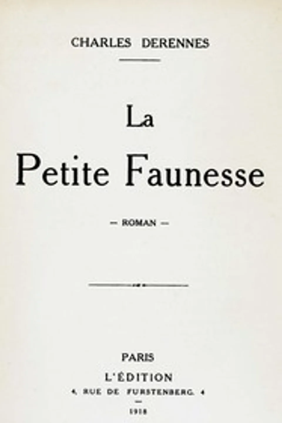 La petite faunesse : $b roman, Charles Derennes