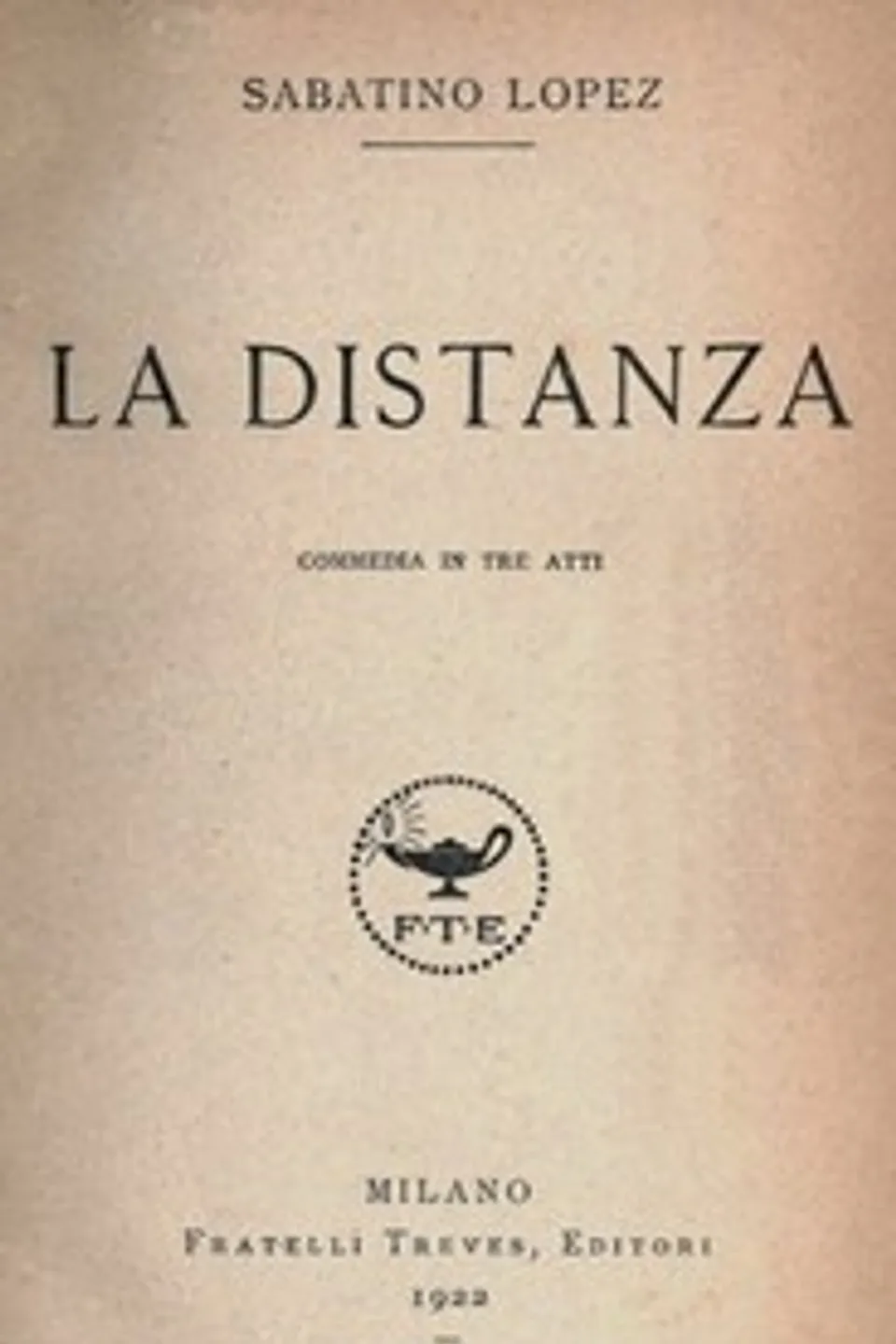 La distanza: commedia in tre atti, Sabatino Lopez
