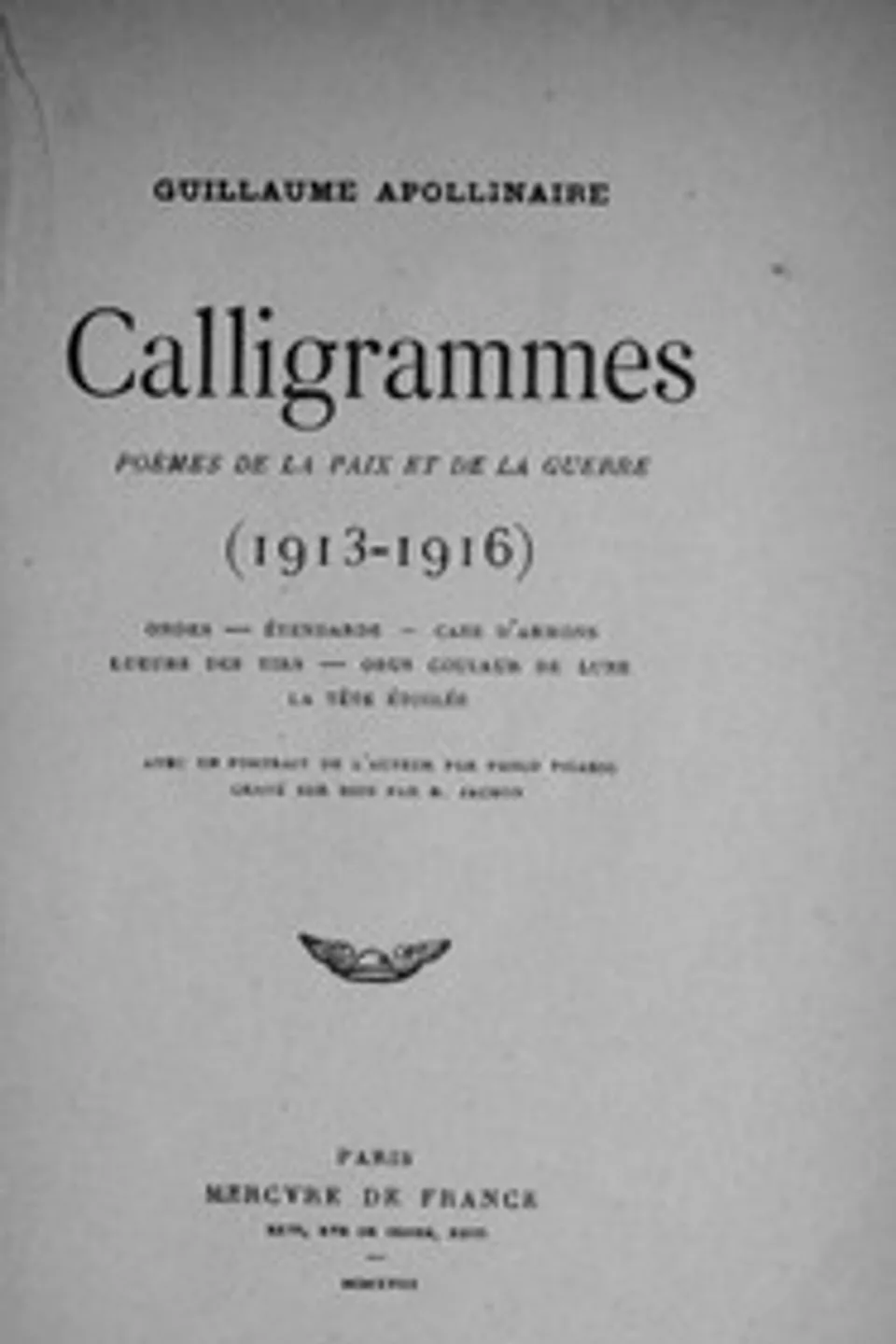 Calligrammes: Poèmes de la paix et de la guerre (1913-1916), Guillaume Apollinaire