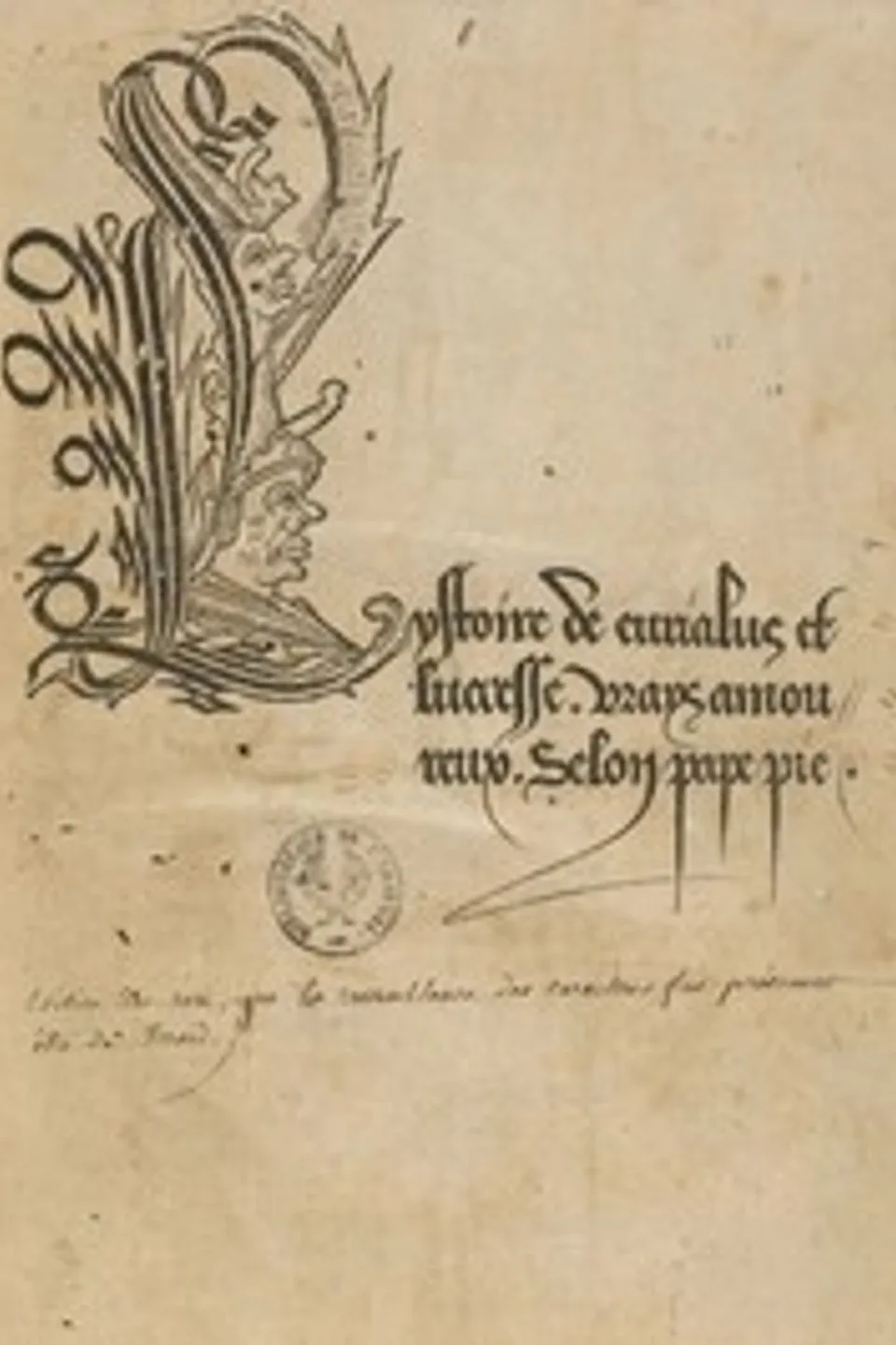 L'Ystoire de Eurialus et Lucresse, vrays amoureux, selon pape Pie, Pope Pius II