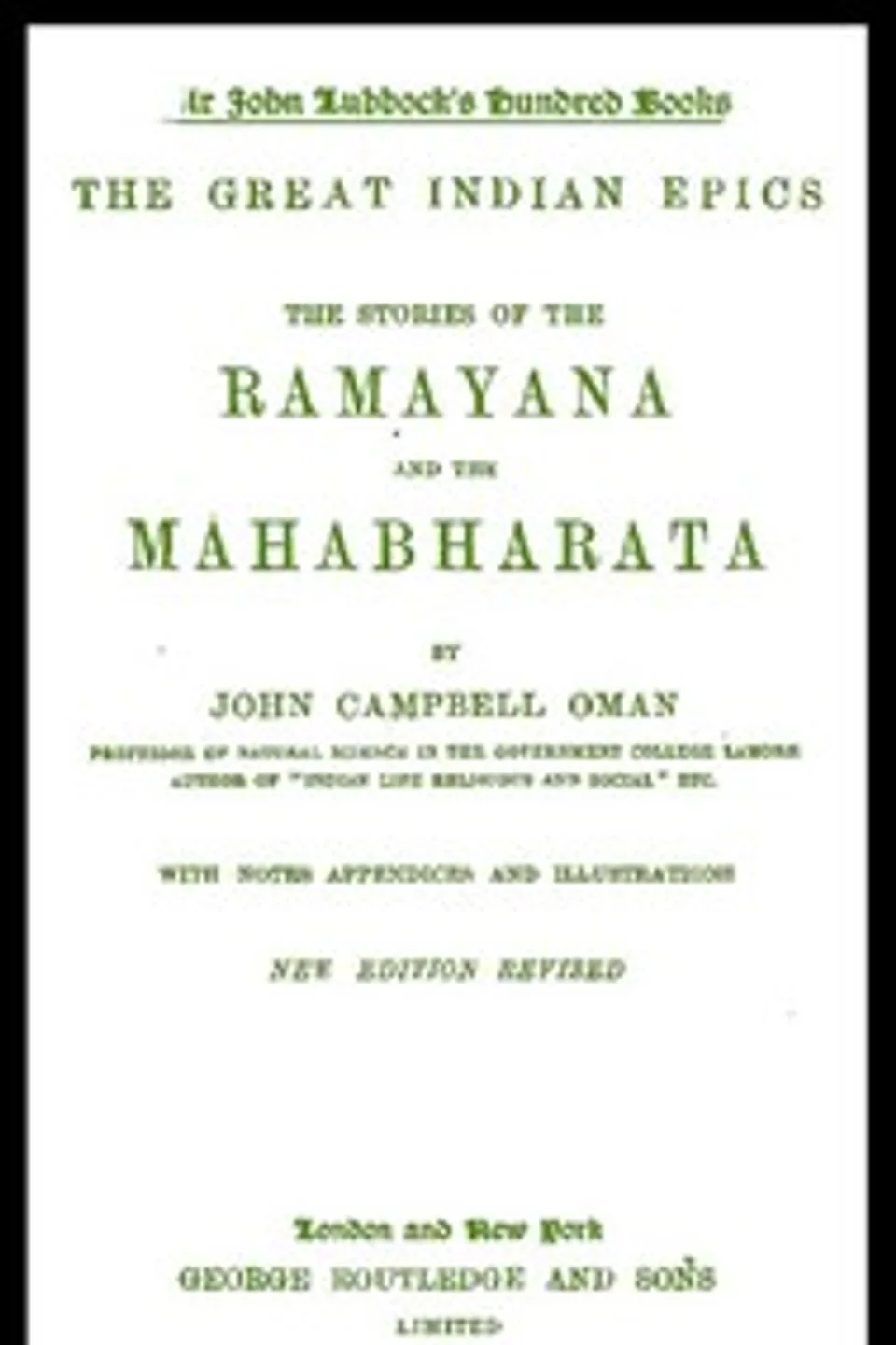 The Great Indian Epics : $b The Stories of the Ramayana and the Mahabharata
