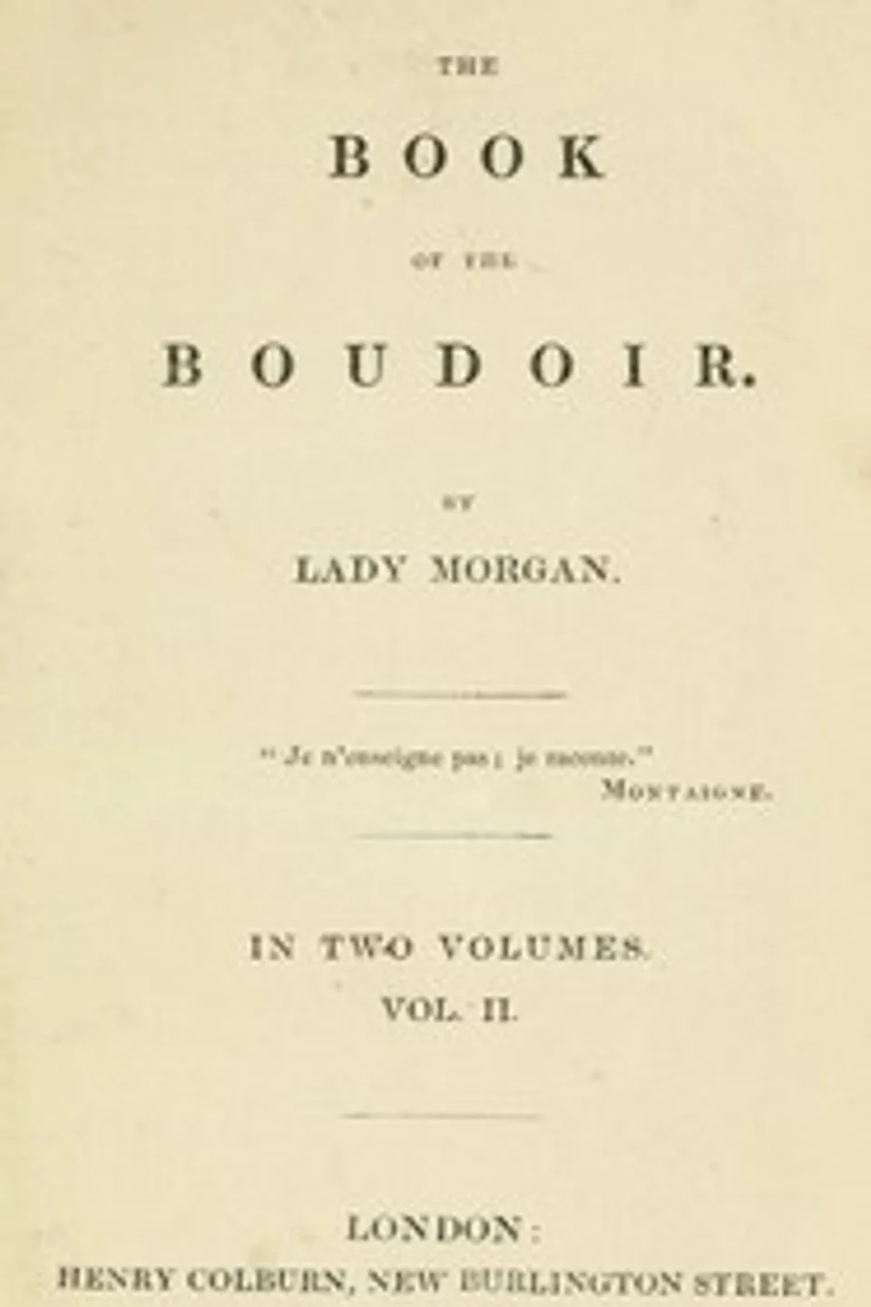 The book of the boudoir, Volume 2 (of 2), Sydney Morgan