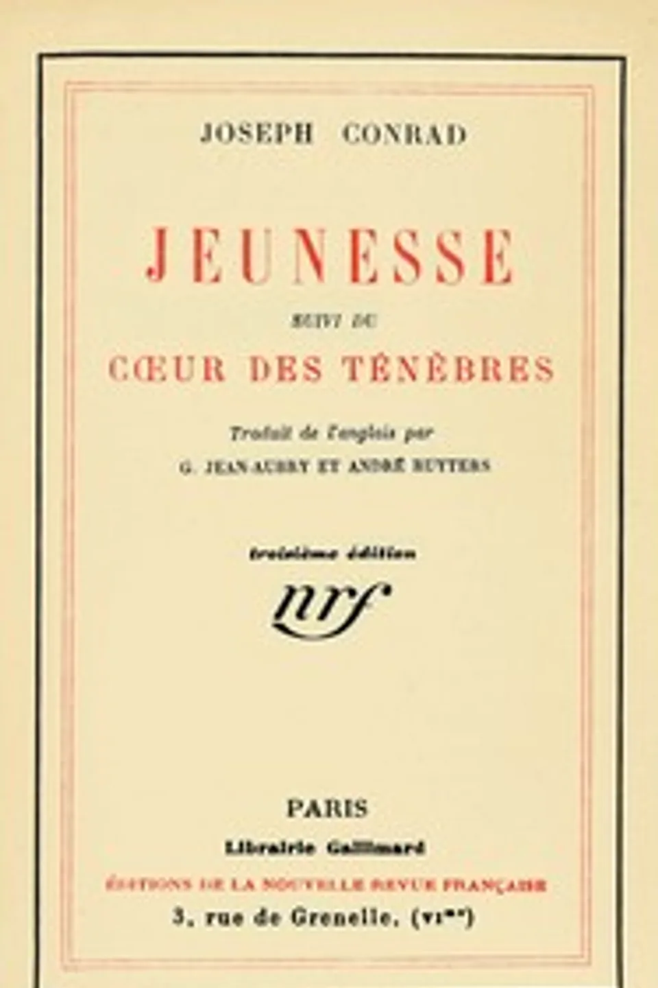 Jeunesse, suivi du Cœur des ténèbres, Joseph Conrad