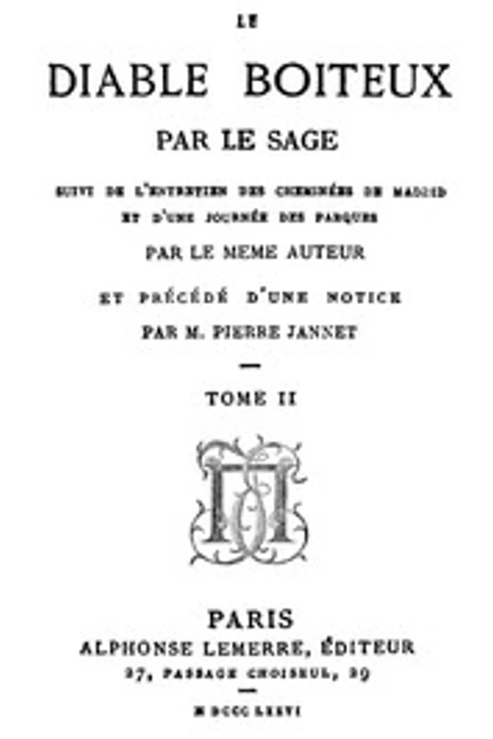 Le diable boiteux, tome II, Alain René Le Sage